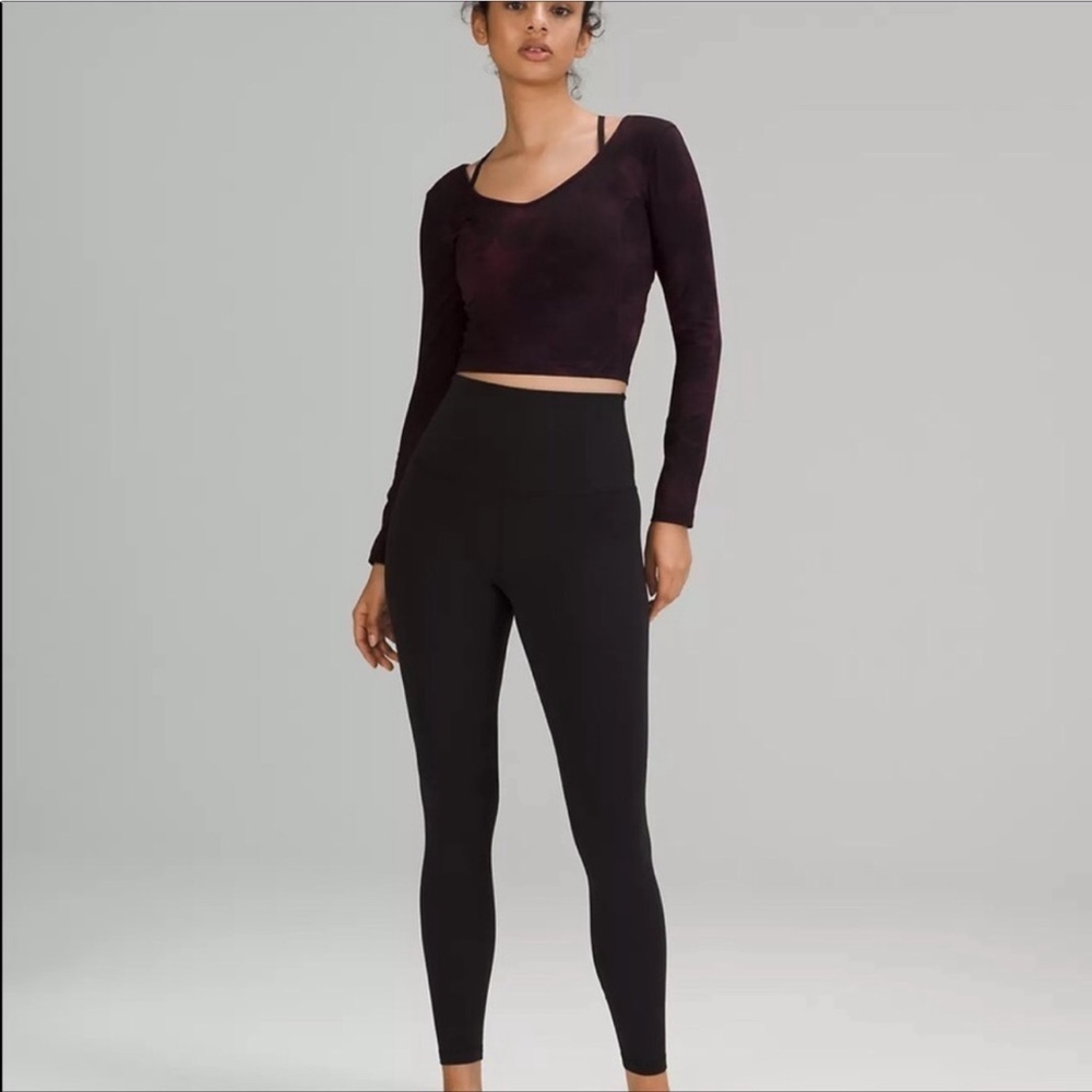 Lululemon Align Cropped Long Sleeve Shirt in Diamond Dye Cassis Black